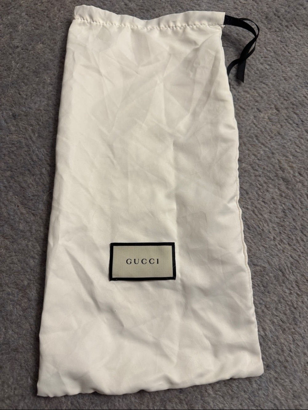 Gucci White Dust Bag with Black Drawstring and Logo Patch